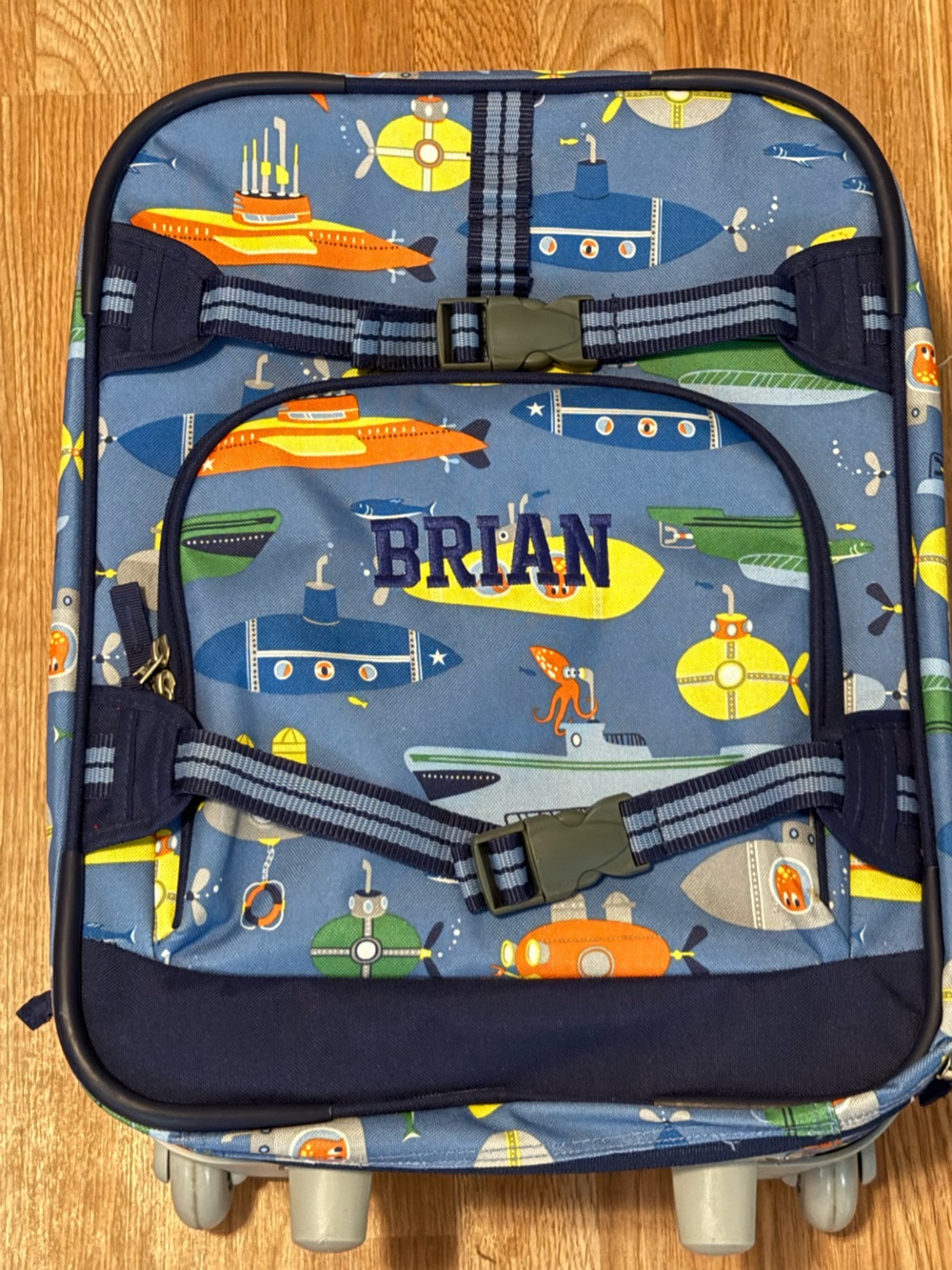 Pottery Barn Kids-  Personalized Brian Blue Submarine Print Backpack -